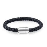 Men's Leather Bangle Bracelet Stainless Steel Charm Jewelry