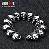 Stainless Steel Punk Skull Bracelet High Polish Men Fashion Jewelry