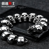 Stainless Steel Punk Skull Bracelet High Polish Men Fashion Jewelry