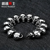 Stainless Steel Punk Skull Bracelet High Polish Men Fashion Jewelry