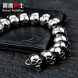Stainless Steel Punk Skull Bracelet High Polish Men Fashion Jewelry