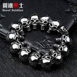 Stainless Steel Punk Skull Bracelet High Polish Men Fashion Jewelry