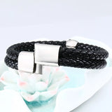 Steel Soldier Stainless Steel Punk Skull Leather Bracelet