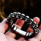 Steel Soldier Stainless Steel Punk Skull Leather Bracelet