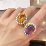 925 Silver Amethyst Engagement Ring for Women