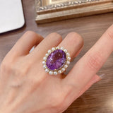 925 Silver Amethyst Engagement Ring for Women
