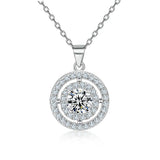 Sterling Silver Clavicle Chain Round Diamond Zircon Necklace
