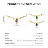 925 Silver Necklace Garnet Pendant Necklace