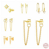 925 Silver Chain Tassel Stud Earrings for Women Wedding A30