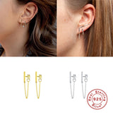 925 Silver Chain Tassel Stud Earrings for Women Wedding A30