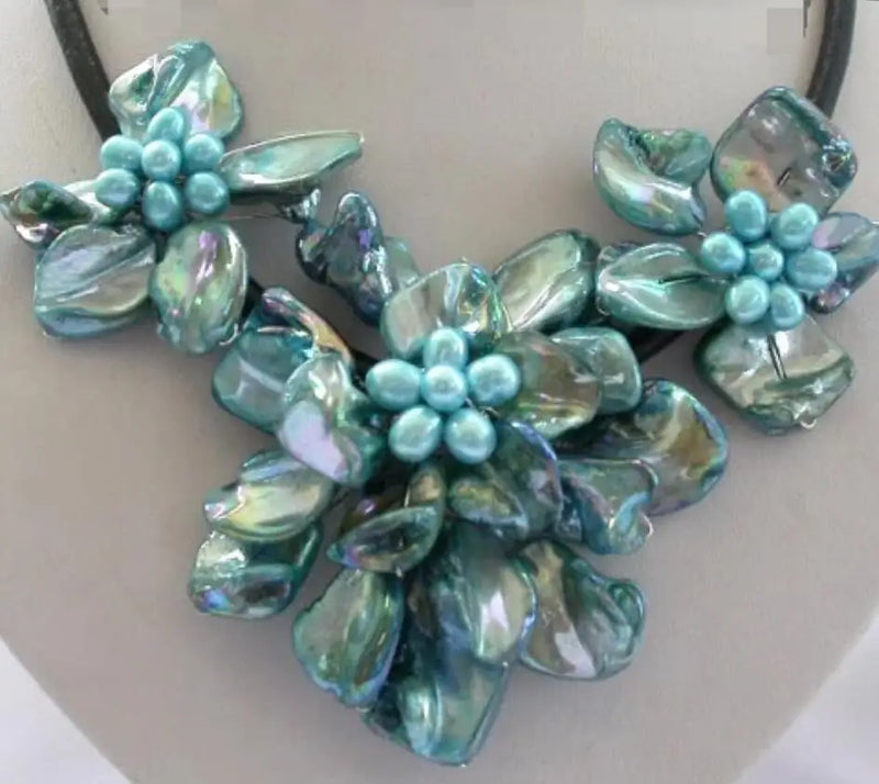 Baroque Pearl Leather Necklace