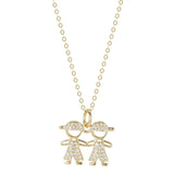 925s Sterling Silver Girls Diamond Pendant Collarbone Necklace