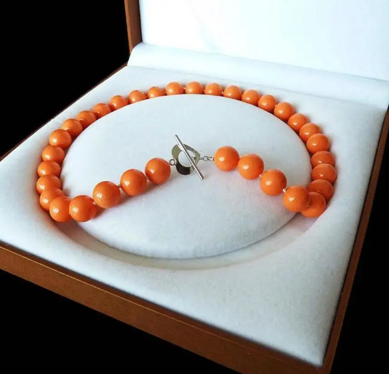 AAA+ Yellow Orange Shell Pearl Necklace 12mm