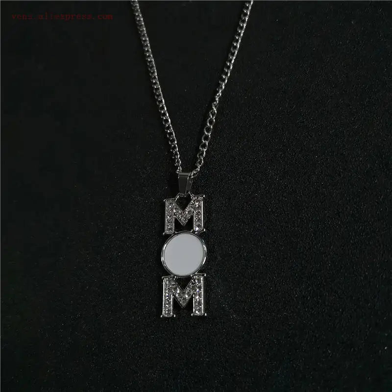 Sublimation Blank MOM Photo Necklaces Pendants Hot Transfer Printing