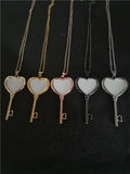 Sublimation Blank Heart Key Necklaces Pendant 15pcs