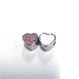 Heart Charms Photo Bead Metal Charm Pink Zircon Hot Transfer Printing 10pcs/lot