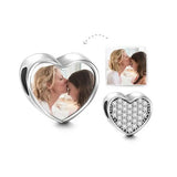 Heart Charms Photo Bead Metal Charm Pink Zircon Hot Transfer Printing 10pcs/lot