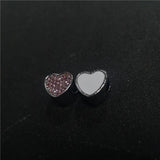 Heart Charms Photo Bead Metal Charm Pink Zircon Hot Transfer Printing 10pcs/lot