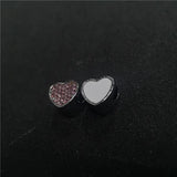 Heart Charms Photo Bead Metal Charm Pink Zircon Hot Transfer Printing 10pcs/lot