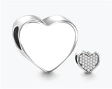 Heart Charms Photo Bead Metal Charm Pink Zircon Hot Transfer Printing 10pcs/lot