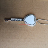 Heart Key Necklace Pendant Sublimation Blank Hot Transfer Printing 15pcs/lot