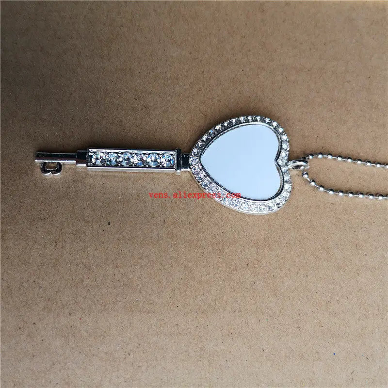 Heart Key Necklace Pendant Sublimation Blank Hot Transfer Printing 15pcs/lot