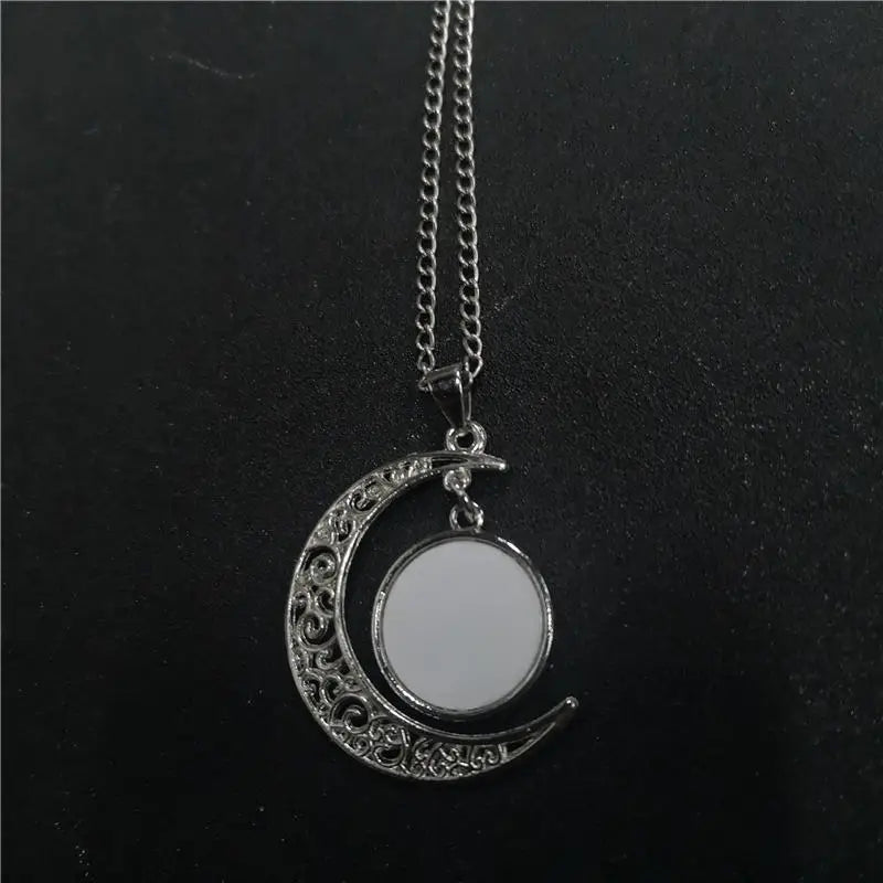 Sublimation Blank Moon Necklaces Pendants 20pcs/lot