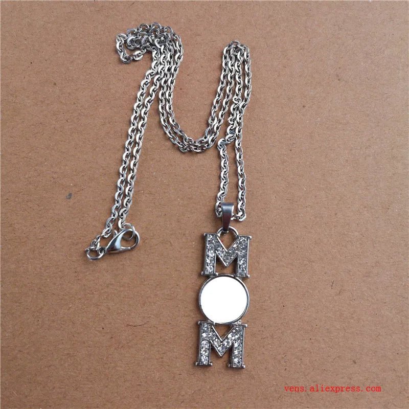Sublimation Blank Mom Necklace Pendant Jewelry 15pcs/lot