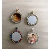 Round Sublimation Blank Necklace Pendants with Drill 15pcs/lot
