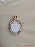 Round Sublimation Blank Necklace Pendants with Drill 15pcs/lot