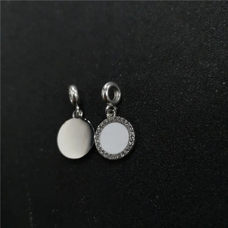 Round Charms Photo Metal Charm with Zircon 20pcs