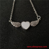 Sublimation Angel Wings Necklaces Pendants with Zircon 20pcs/lot