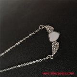 Sublimation Angel Wings Necklaces Pendants with Zircon 20pcs/lot