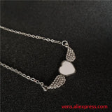 Sublimation Angel Wings Necklaces Pendants with Zircon 20pcs/lot