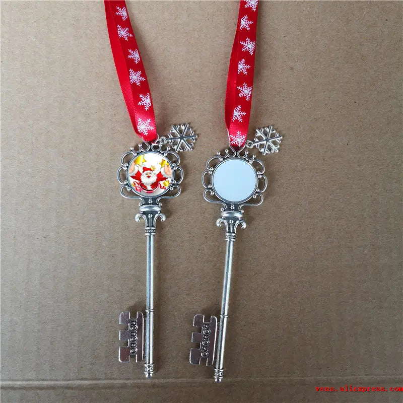 Sublimation Santa Claus Key Christmas Pendant Ornaments 12pcs/lot