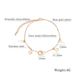 Rose Hexagonal star Round Anklets Women Stainless Steel Charm Gift