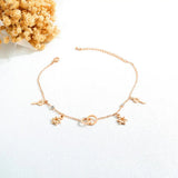 Rose Hexagonal star Round Anklets Women Stainless Steel Charm Gift