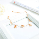Rose Hexagonal star Round Anklets Women Stainless Steel Charm Gift