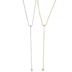 925 Silver Long Chain Y Necklace for Women, Layered Lairat Necklace