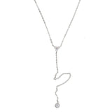 925 Silver Long Chain Y Necklace for Women, Layered Lairat Necklace