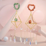 Crystal Sun Catcher Lamp Stand with Copper Wire Wrap