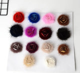 Real Mink Fur Rose Discoid Flowers Accessory Fur Flowers Clothing Accessories