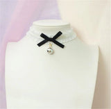 Cross Pendant Bow Choker Ribbon Chain Necklace B972