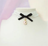 Cross Pendant Bow Choker Ribbon Chain Necklace B972