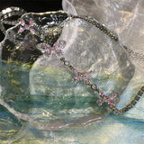 Pink Butterfly Asymmetric Necklace