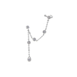 925 Silver Tassel Chain Earrings with CZ Geometric Charm