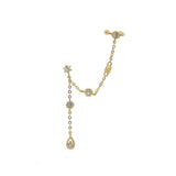 925 Silver Tassel Chain Earrings with CZ Geometric Charm