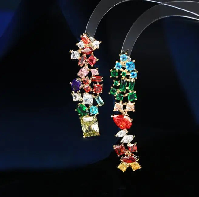 Vintage Zircon Water Drop Tassel Earrings for Women
