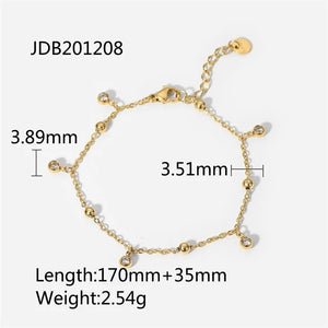 Bohemian Stainless Steel Plated Tassels Charm Bracelet with Crystal Zircon