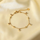 Bohemian Stainless Steel Plated Tassels Charm Bracelet with Crystal Zircon